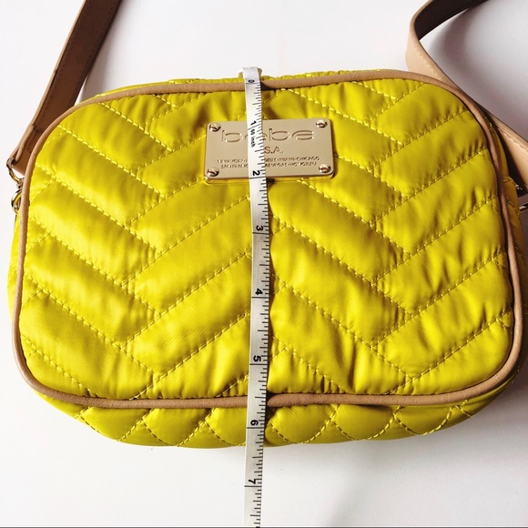 BEBE YELLOW SOPHIA QUILTED CAMERA CROSSBODY BAG - Picture 10 of 12